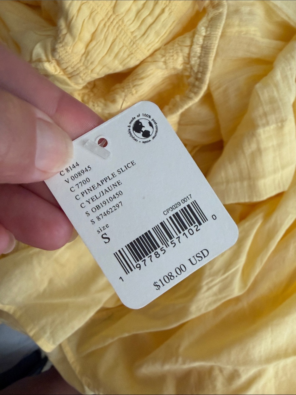FREE PEOPLE PINEAPPLE SLICE Yellow Women's Smocked Midi Dress S SMALL backless π - Picture 12 of 12